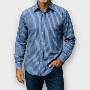 Lauren Ralph Lauren Classic Fit Non Iron Button Down Striped Shirt 17 34/35